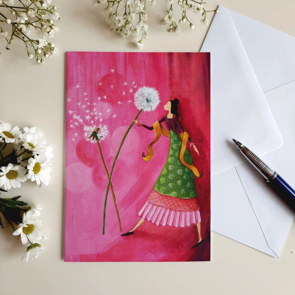 Wenskaart Dandilion Girl