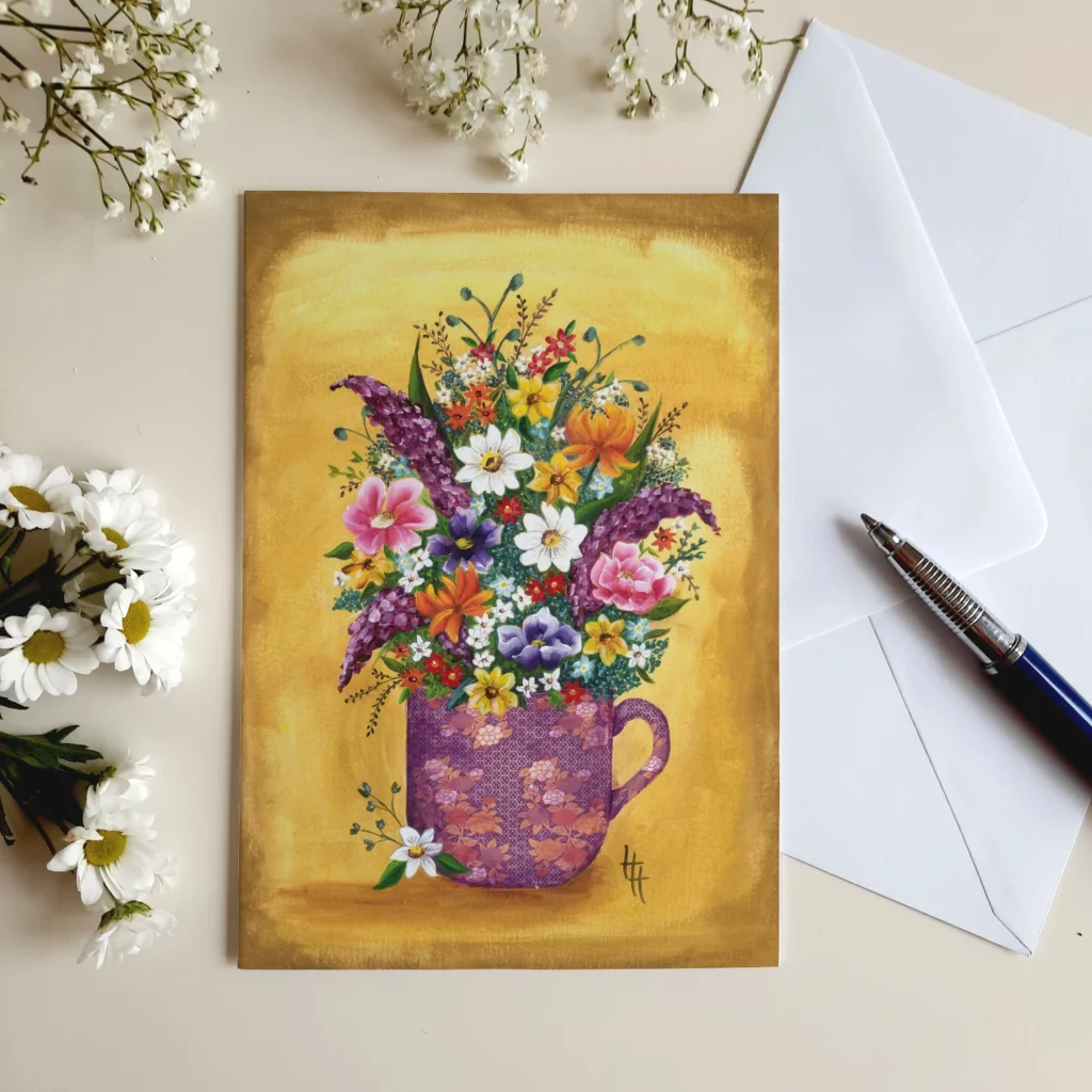 Wenskaart Flower Bouquet