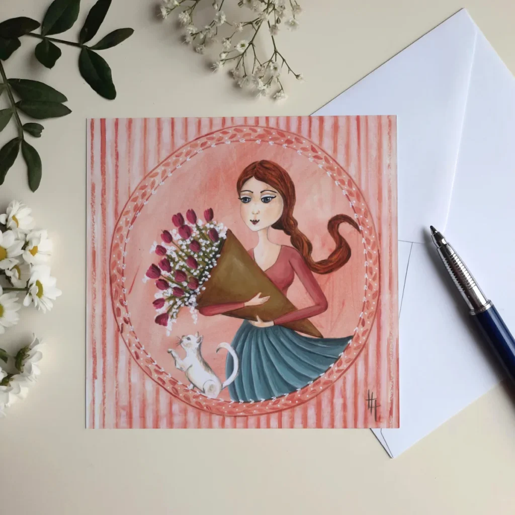 Wenskaart Tulip Girl