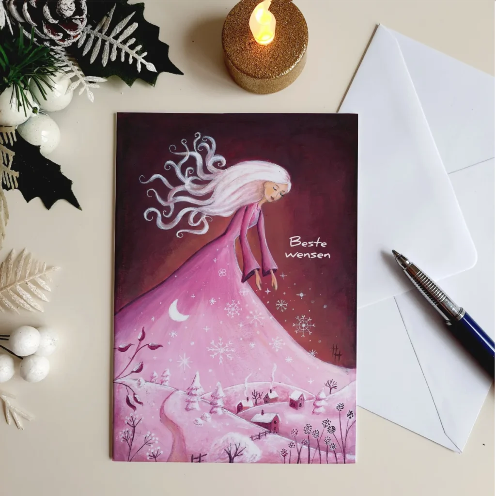 kerst kaart feestdagen let it snow