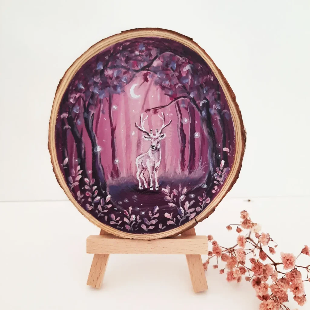 Deer in pink forest